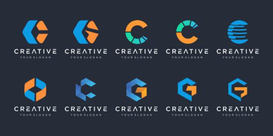 دانلود مجموعه لوگو آیکون های قالب طراحی لوگو خلاق حرف c برای