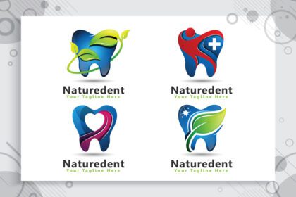 دانلود مجموعه لوگو طراحی لوگو وکتور مراقبت از دندان با مدرن طبیعی