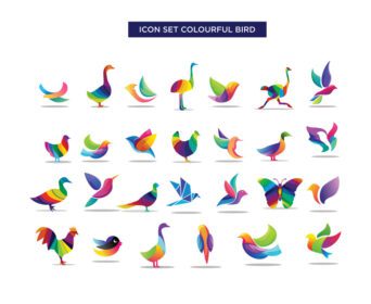 دانلود مجموعه لوگو وکتور رنگارنگ هندسی انتزاعی لوگوی پرنده پرنده