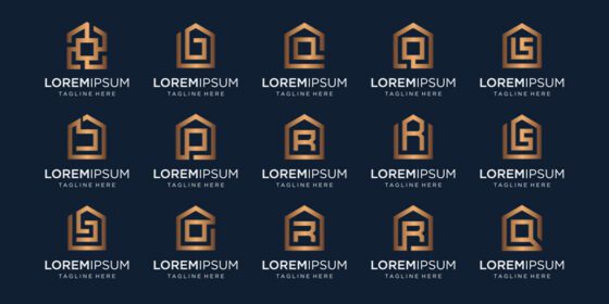 دانلود مجموعه لوگوی لوگوی خانه ترکیبی با طرح های حروف بپرق