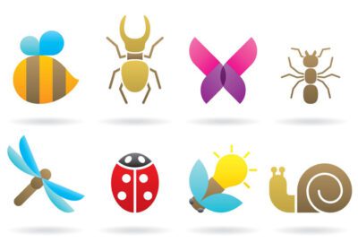 مجموعه لوگوی لوگوهای حشرات را برای انتشارات زیست شناسی پروژه های طبیعت یا موضوعات اشکال در طرح های خود دانلود کنید