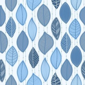 دانلود وکتور برگ های جنگلی پترن بدون درز کاغذ دیواری رنگ های آبی پاستلی با تزیینات گل های طبیعی با طراحی دستی گرافیکی طراحی مدرن