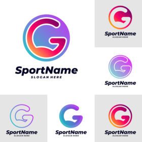 دانلود مجموعه آرم حرف g الگوی طراحی لوگو اولیه مفهوم g logo