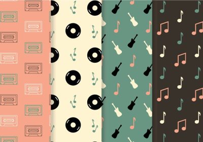 دانلود وکتور چهار پترن بدون درز رایگان انواع طرح های مرتبط با موسیقی امیدواریم از آن لذت ببرید