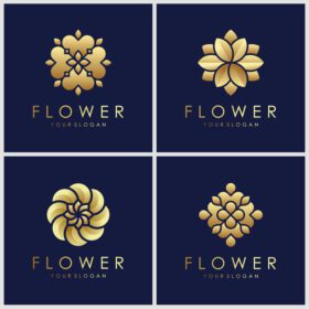 دانلود مجموعه لوگو طرح مینیمالیستی گل زیبای طلایی