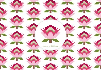 دانلود وکتور رایگان پترن بدون درز وکتور با گل های پروتئا انتزاعی در هنر پیکسلی استفاده شده از نمونه پترن پروتئا موجود در فایل برای ویرایش آسان
