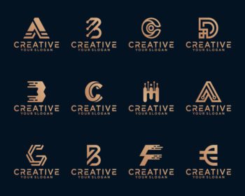 دانلود مجموعه لوگو لوگو با حروف تصادفی به رنگ راه راه و طلایی برای