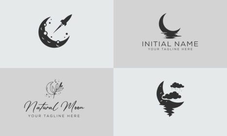 دانلود مجموعه لوگوی آیکون های خط ماه ساده لوگو برای ماه طبیعی رویایی