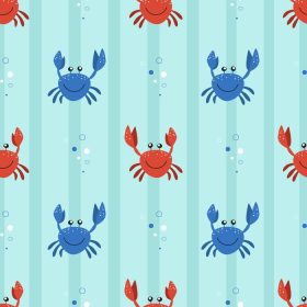 دانلود وکتور خرچنگ های خنده دار طرح های دریایی بدون درز بافت های زیبا برای کودک