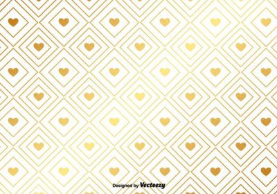 دانلود وکتور پترن طلا با قلب در پس زمینه سفید وکتور تصویر