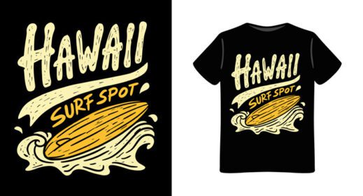دانلود تایپوگرافی نقطه ای موج سواری هاوایی با طرح تی شرت تصویری