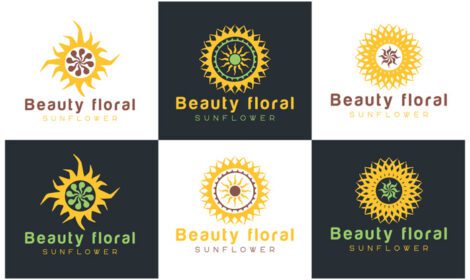 دانلود قالب وکتور طراحی لوگوی لوگوی sunflower logo sun rays کسب و کار