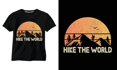 دانلود طرح تی شرت hike the world