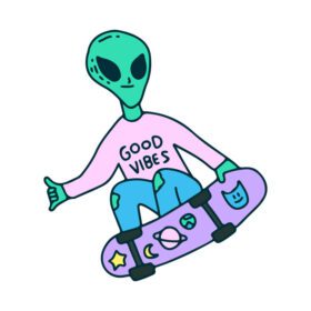 دانلود hype alien freestyle with skateboard illustration برای