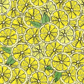 دانلود وکتور طرح بدون درز رنگارنگ دستی لیمو و برگ سبز طراحی شده با دست مناسب برای پوستر کاغذ دیواری و وب تولید پارچه