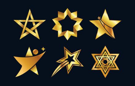 دانلود لوگو انواع لوگوهای ستاره طلایی رنگ در مجموعه شش تایی