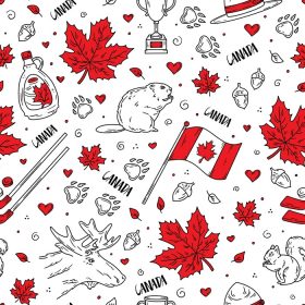 دانلود وکتور روز مبارک کانادا یک پترن بدون درز با آیکون