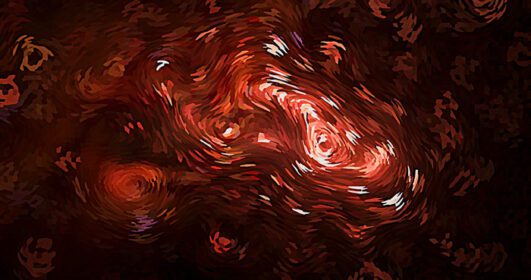 دانلود تصویر فضای قرمز نور انتزاعی زیبا تاری جهان مه با ستاره
