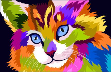 دانلود تصویر گربه رنگارنگ با سبک پاپ آرت