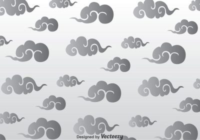 دانلود تصویر برداری از ترکیب تکرار زیور ابرهای چینی خاکستری روی پترن پس زمینه سفید