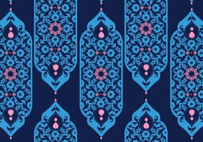 دانلود وکتور زیور آلات اسلامی در پنجره آبی رنگ زیبا به اشکال بسیار زیبا