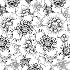 دانلود وکتور طرح کلی پترن گل مربعی به سبک مهندی برای صفحه کتاب رنگ آمیزی