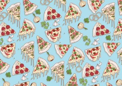 دانلود وکتور پترن پیتزا با چند برش خوشمزه تا بتوانید پس زمینه جالبی بسازید