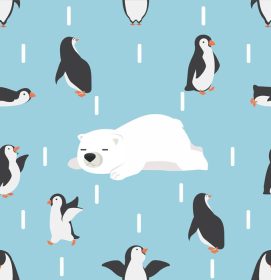 دانلود وکتور شخصیت های پنگوئن با پترن خرس سفید