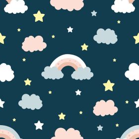 دانلود وکتور پترن کودکان بدون درز با ابرهای ماه و ستاره