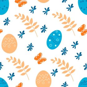 دانلود وکتور پترن بدون درز با مضمون عید پاک با تخم مرغ و گل