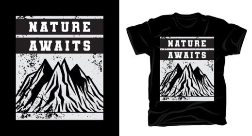 دانلود تایپوگرافی طبیعت در انتظار با طرح تی شرت کوهستانی