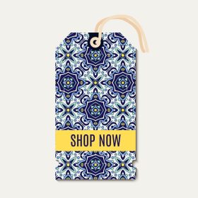 دانلود برچسب وکتور با پترن زینتی آبی پرتغالی azulejos برای برچسب های کوپن هدیه