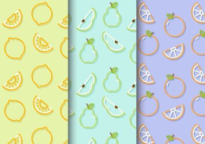 دانلود وکتور این منبع گرافیکی شامل سه پترن بدون درز از انواع میوه ها مانند موز و سیب است که برای استفاده در وب و چاپ عالی است امیدوارم از آن لذت ببرید.