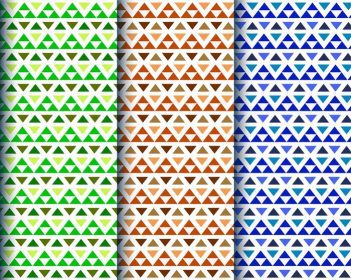 دانلود وکتور سه رنگ مختلف مثلث الگوهای قومی مجموعه