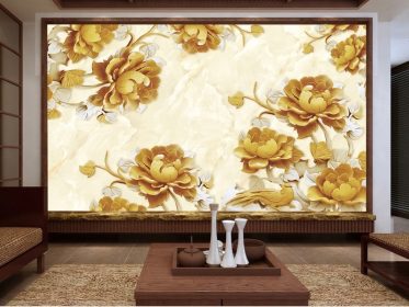 دانلود کاغذ دیواری طرح سه بعدی استریو دیوار پس زمینه تلویزیون مرمری گل صد تومانی