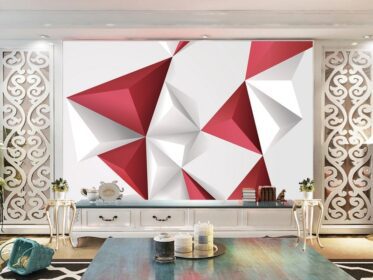 دانلود کاغذ دیواری طرح سه بعدی مثلث سه بعدی دیوار پس زمینه تلویزیون به سبک مینیمالیسم مدرن