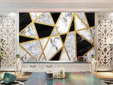 دانلود کاغذ دیواری طرح جدید سه بعدی مثلث مثلث مرمر دیوار پس زمینه تلویزیون