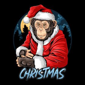 دانلود میمون شامپانزه ناز کریسمس بابا نوئل