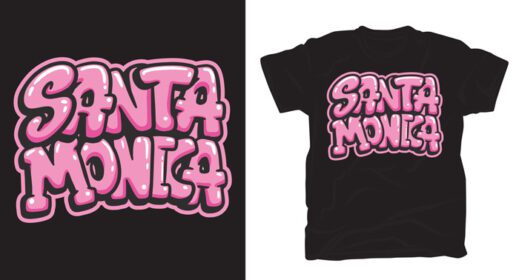 دانلود طرح تی شرت با حروف گرافیتی با دست کشیده با سانتا مونیکا