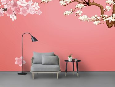 دانلود کاغذ دیواری طرح مدرن چینی و دوری چینی کلمه پس زمینه گل هلو براش