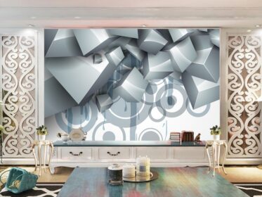 دانلود کاغذ دیواری طرح مدرن پس زمینه هندسی مینیمالیستی دیوار گرافیکی تزئینی سه بعدی
