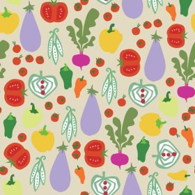 دانلود وکتور وکتور سبزیجات مجموعه تصویری موتیف تکرار بدون درز