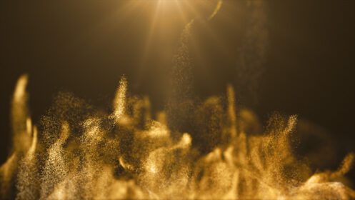 دانلود تصویر رنگ طلایی ذرات دیجیتال جریان موج تکنولوژی انتزاعی