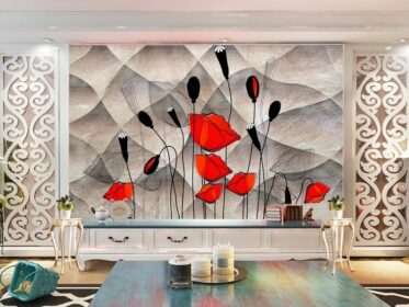 دانلود کاغذ دیواری طرح مدرن با بافت مینیمالیستی سه بعدی دیوار پس زمینه تلویزیون گل استریو