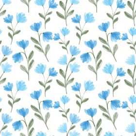 دانلود وکتور آبرنگ گل وحشی آبی زیبا پترن بدون درز گل