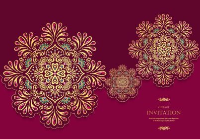دانلود وکتور عروسی یا کارت دعوت به سبک وینتیج با کریستال پترن انتزاعی پس زمینه وکتور عنصر eps تصویر دعوت عروسی اسلام هندی