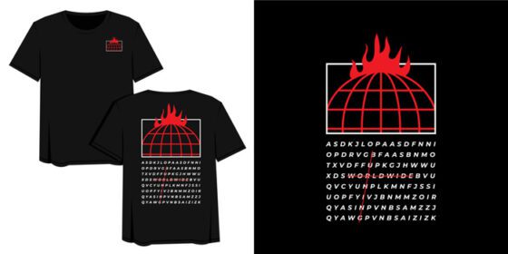 دانلود طرح لباس خیابانی تی شرت تصویر برداری وکتور شعله