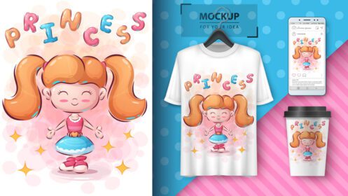 دانلود مجموعه طراحی شخصیت شاهزاده خانم شیرین شامل قالب های ماکت برای شبکه های اجتماعی تی شرت و آستین قهوه