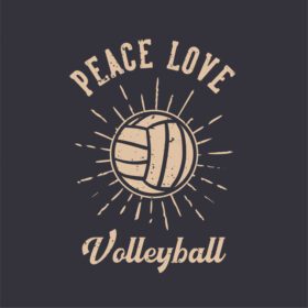 دانلود طرح تی شرت شعار تایپوگرافی صلح عشق والیبال با