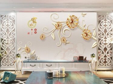 دانلود طرح کاغذ دیواری خانه و دیوار طلایی طلایی لوکس